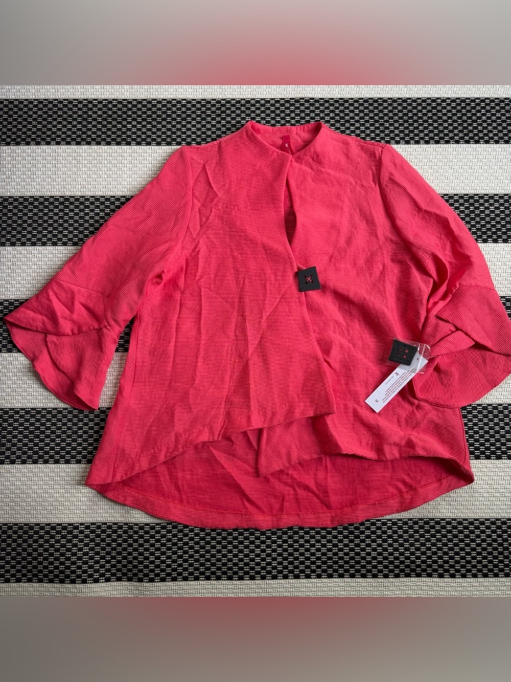 IC by Connie K Coral Textured Crinkle Jacket Top Medium NWT Made USA